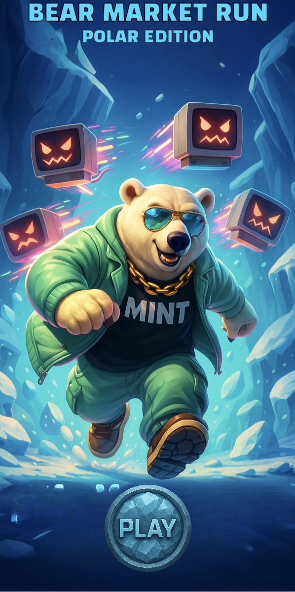 Bear Market Run – an endless runner game for Mint.io iGaming launch featuring a bear mascot running through obstacles